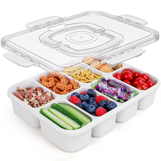 8-Compartment Snackle Box Container with Lid and Handle