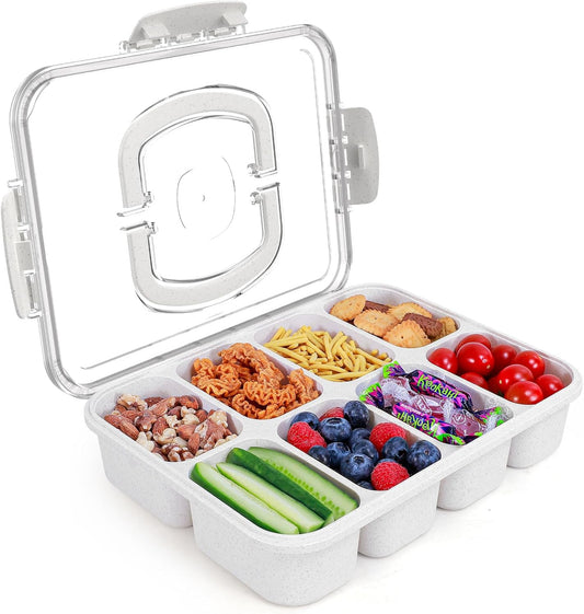 8-Compartment Snackle Box Container with Lid and Handle